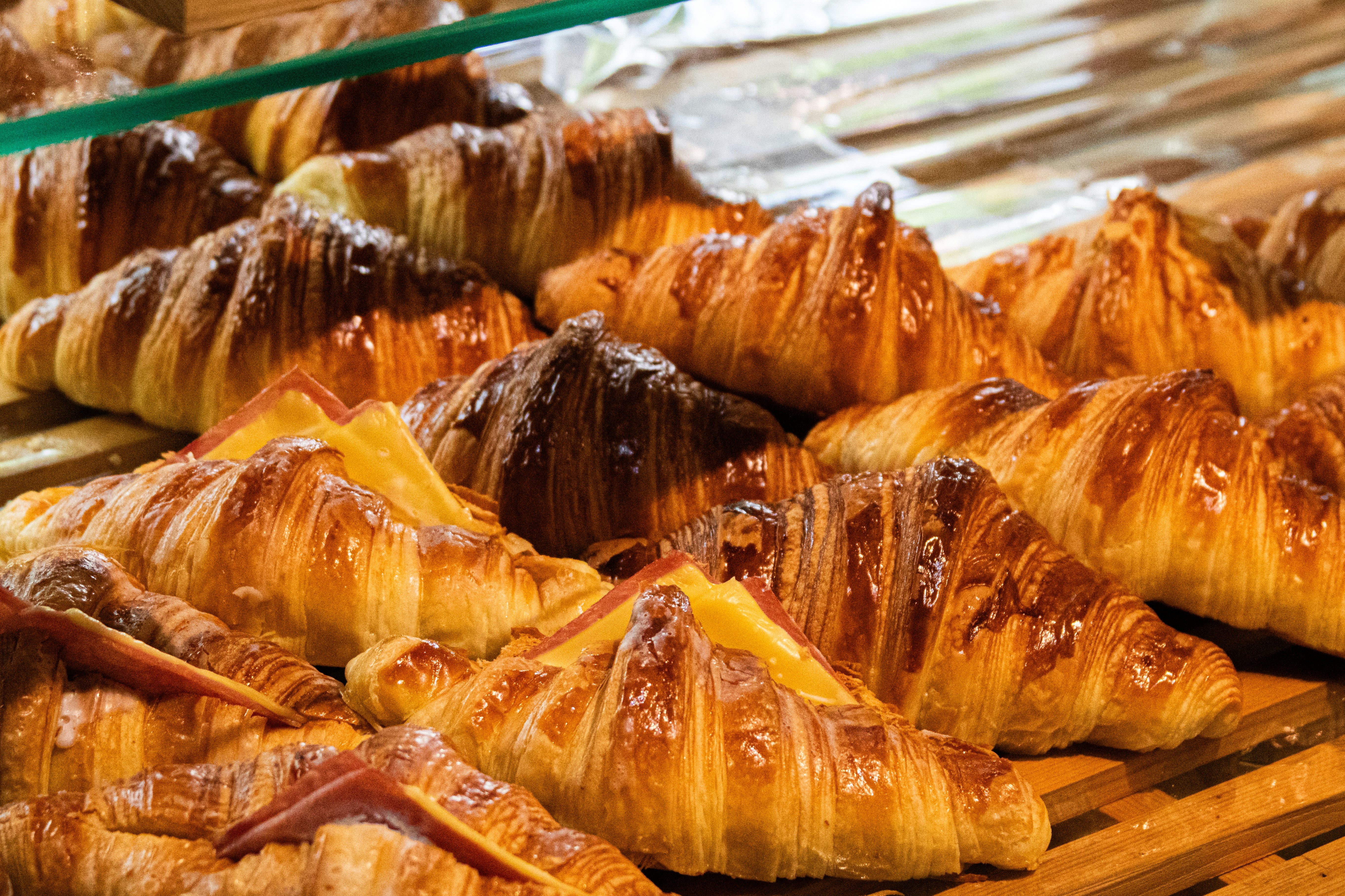 Glazed ham and cheese croissants